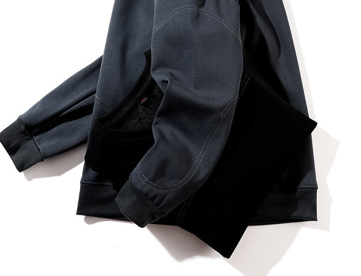 Men's Long-sleeved Fleece Pullover With Bottom