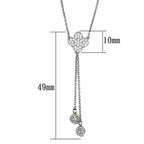 3W427 - Rhodium Brass Necklace with AAA Grade CZ  in Clear-1