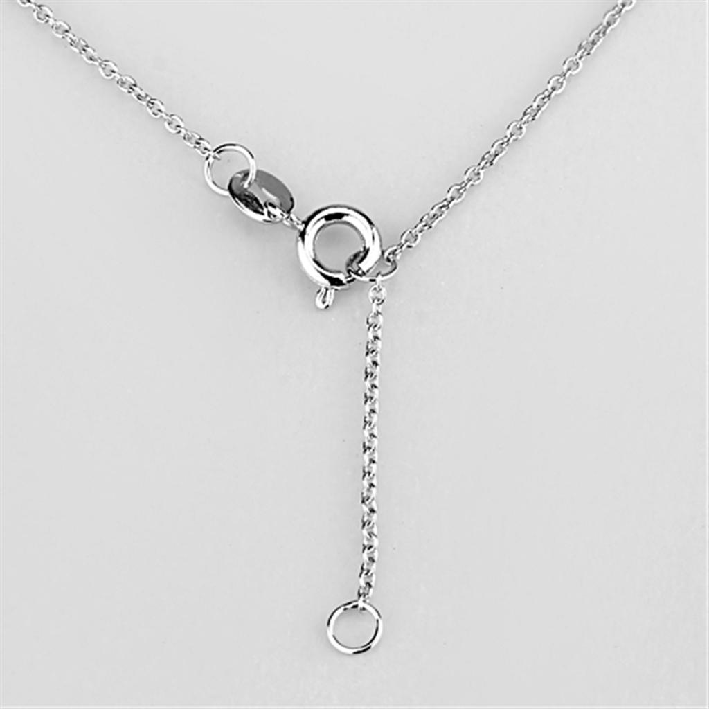 3W427 - Rhodium Brass Necklace with AAA Grade CZ  in Clear-2