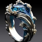 Fashion Wave Oil Drop Diamond Inlaid Women's High-end Ring