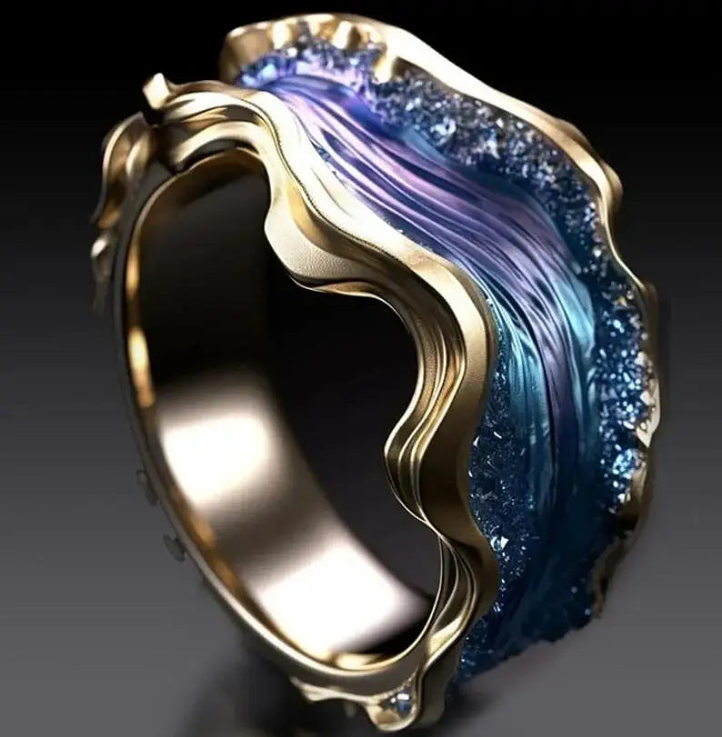 Fashion Wave Oil Drop Diamond Inlaid Women's High-end Ring