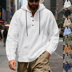 Loose-fit Breathable Long-sleeve Linen Hoodie For Men