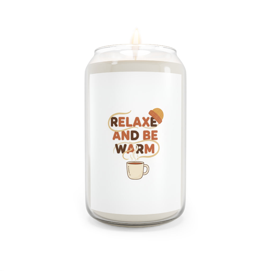 Relax & Be Warm Scented Soy Candle — Cozy Coffee Aroma 13.75oz