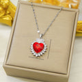 Fashion Micro-inlaid Pendant Ruby Heart Necklace