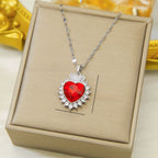 Fashion Micro-inlaid Pendant Ruby Heart Necklace
