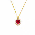 Fashion Micro-inlaid Pendant Ruby Heart Necklace