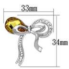 LO2846 - Imitation Rhodium White Metal Brooches with Synthetic Glass Bead in Topaz-1