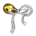 LO2846 - Imitation Rhodium White Metal Brooches with Synthetic Glass Bead in Topaz-0